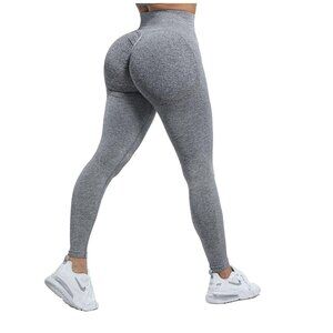 CHRLEISURE Workout Scrunch Butt Lifting Seamless Leggings Dark Grey Size M NWT